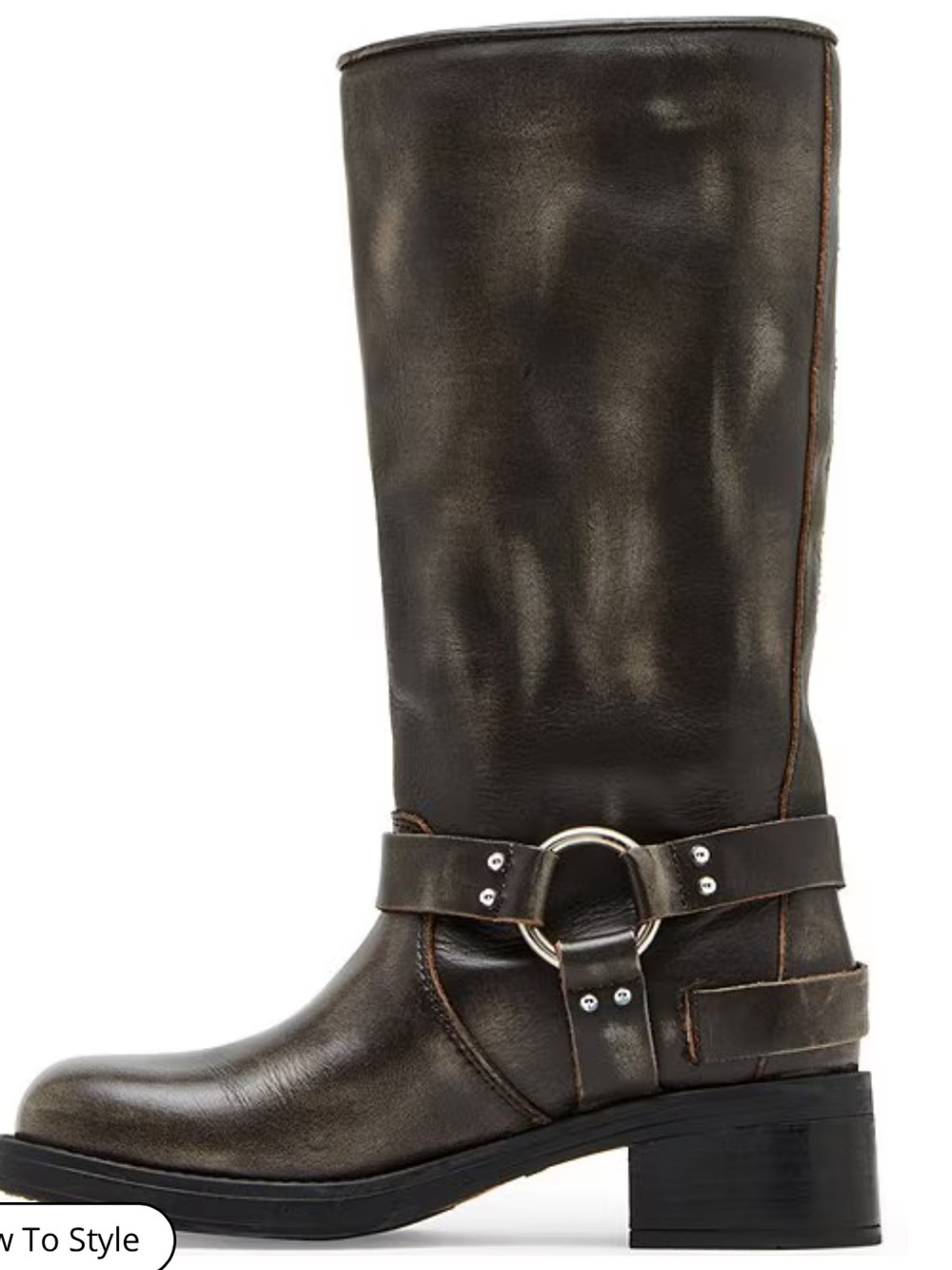 Steve Madden - Rocky Distressed Leather Buckle Hardware Tall Moto Engineer Boots - Picture 6 of 12